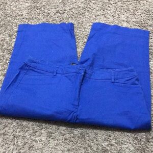 Women Capris cotton spandex Blue Pants wide leg